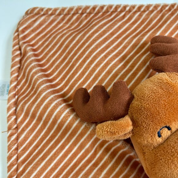 Carters Just One You Moose Security Blanket Target Brown White Stripes 13" Lovey - Picture 5 of 13